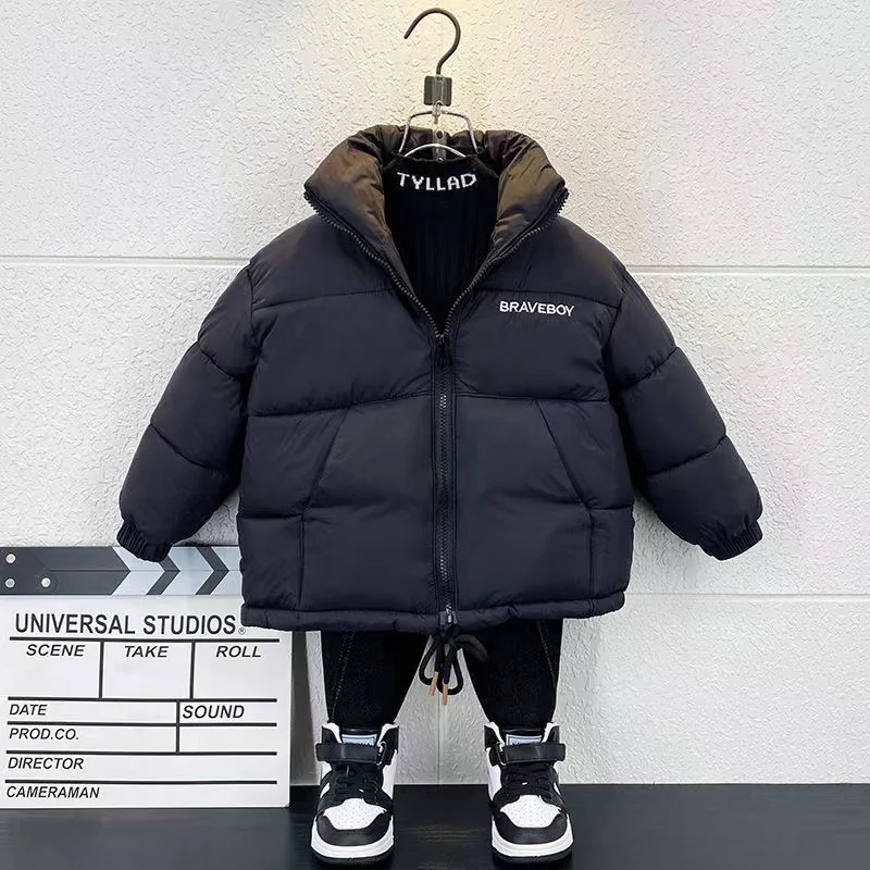 Boys Cotton Jacket Winter 2024 New Children\'s Korean Version Warm Cotton Jacket With Windproof Thickened Jacket Kids Clothing