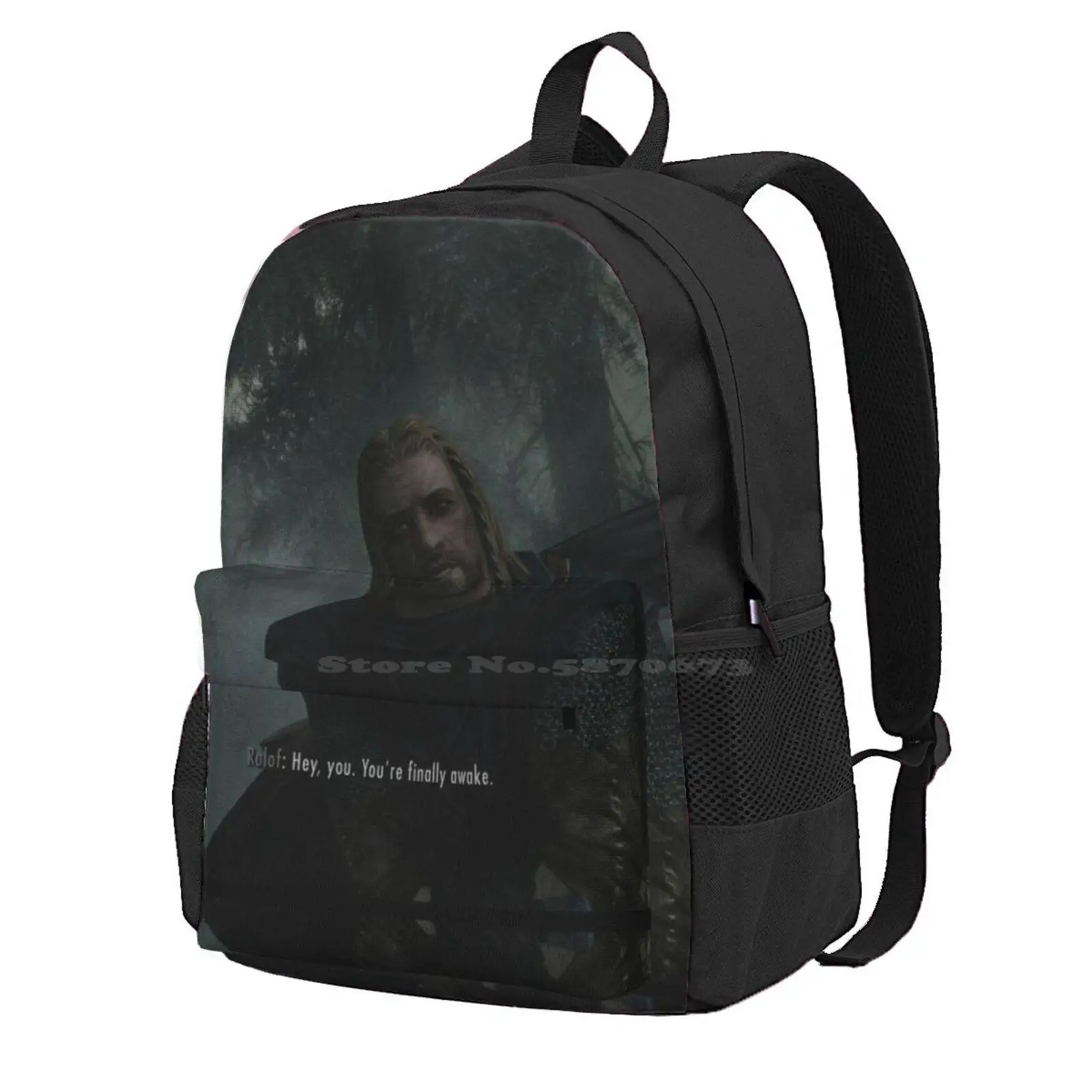 Hey You,You'Re Finally Awake Hot Sale Schoolbag Backpack Fashion Bags Morrowind Gaming Gamer Nerd Fantasy Rpg Meme Parody