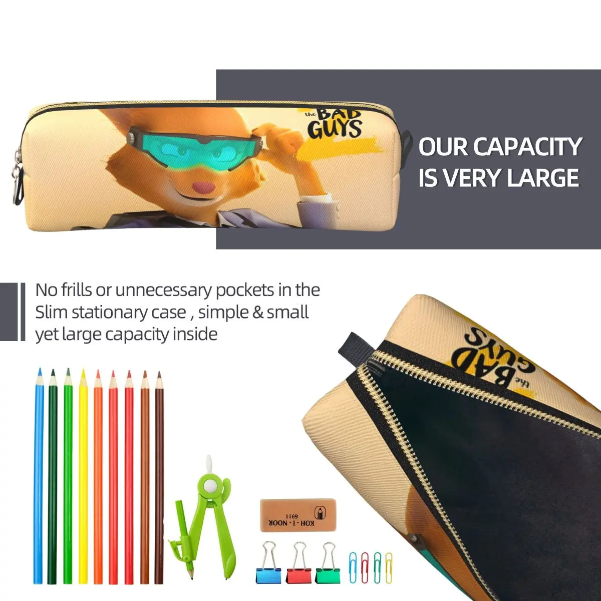 مقلمة The Bad Guys 2 Diane Movie حقيبة صندوق أقلام جميلة للطلاب صندوق تخزين كبير بسحاب