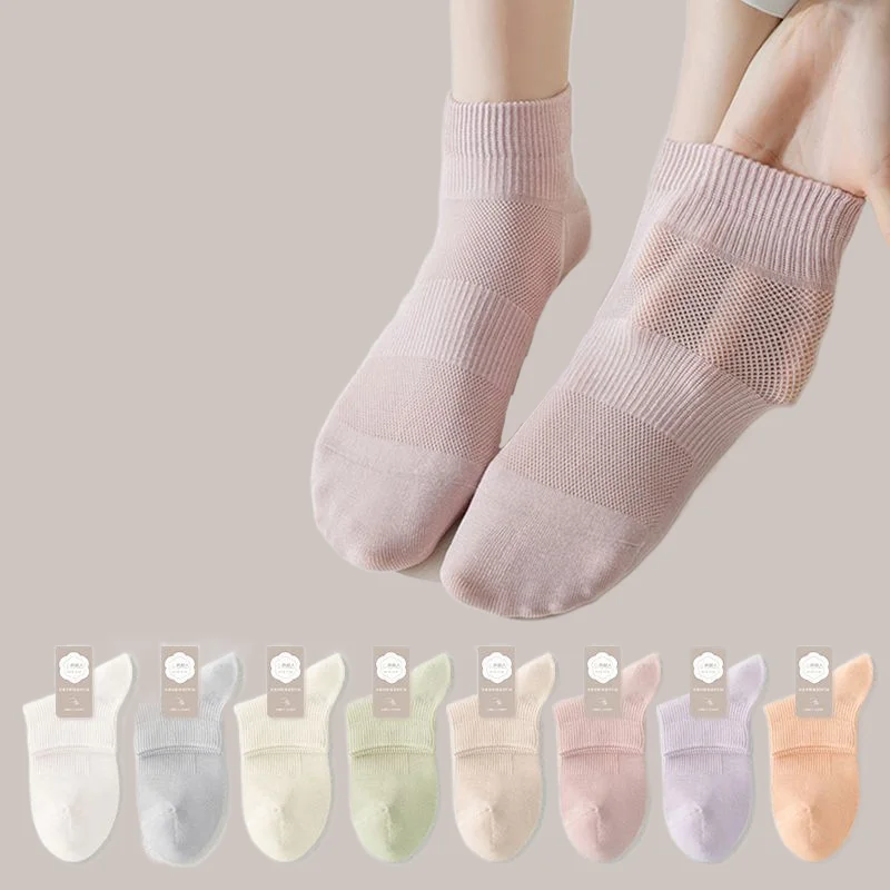 5/10 Pairs High Quality Crystal Anti-snagging Invisible Mid-tube Flesh-colored Low Cut Socks Anti-slip Silk Stockings Thin Socks