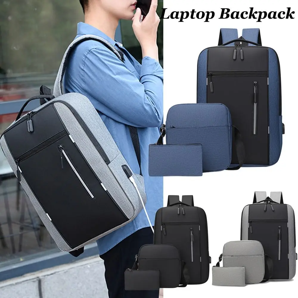 Travel Laptop Backpack Set with USB Charging Port Waterproof Oxford Cloth Business Backpack College Bookbag for 15.6 Inch Laptop