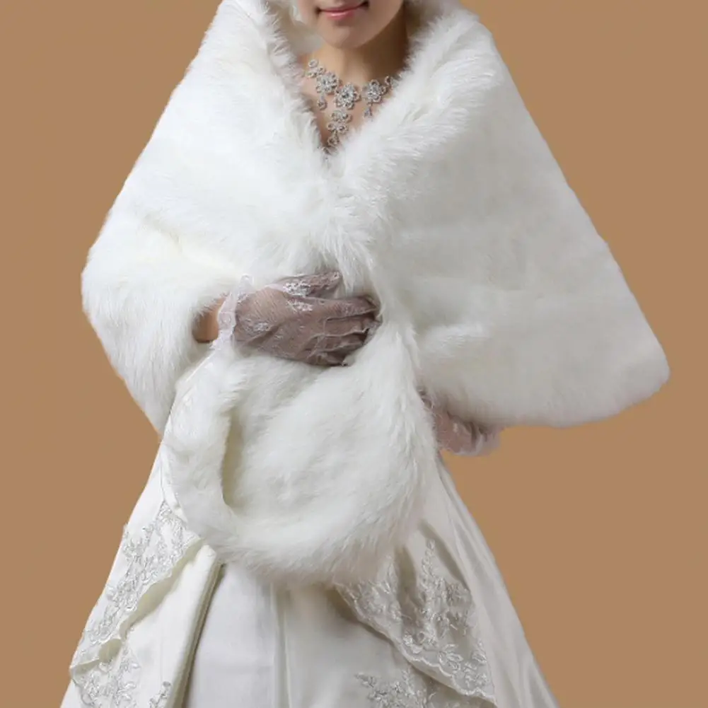 Plush Women Shawl Wrap Elegant Evening Party Props Bride Stole Shawl Cape Wedding Jacket Fuzzy Ladies Shawl Cape Bridal Stole