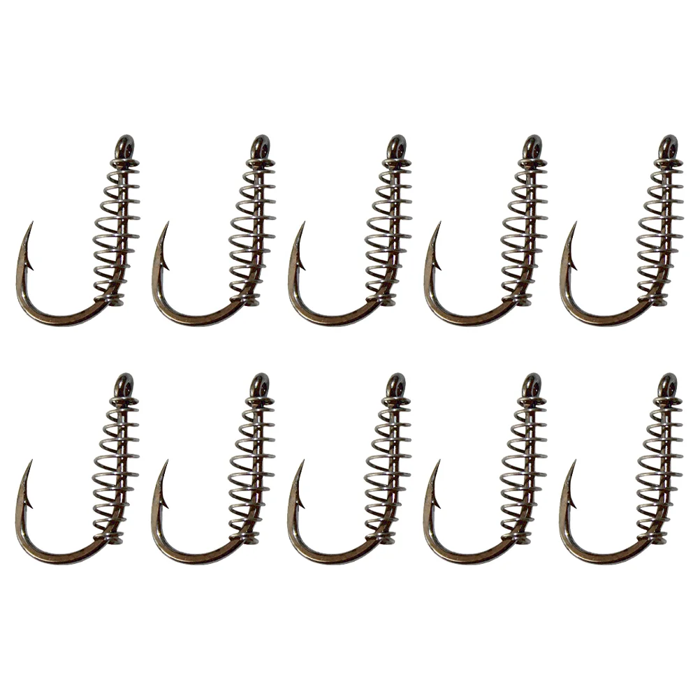 

10 Pcs Spring Hook Easy to Install Fishing Hooks Bait Outdoor Snapper Baits High-carbon Steel Portable Professional Small