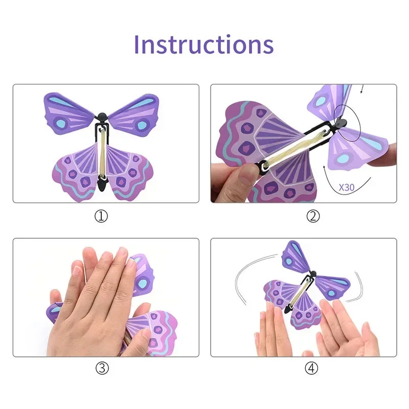 1/3/5/10pcs Magic Flying Butterfly Wind Up Butterfly Fairy Flying Toy Winding Rubber Band Toy Color Bookmark Party Great Surpris