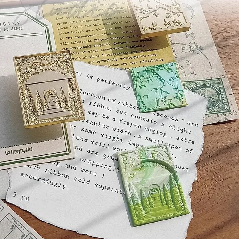 Nieuwe Lakzegel Stempel Tuin Reliëf Zegel Stempel Koperen Hoofd 3d Frosted Relief Messing Hoofd Envelop Plakboek Gesneden Zegel Fire Seal