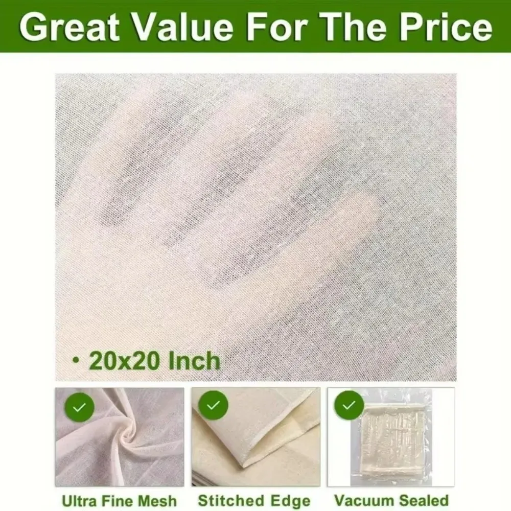 Cotton Cheese Cloths Reusable 40*40/50*50CM Beer Brewing Strainers Gauze Hemmed Edge Cotton Gauze Cheesecloth Cheesemaking