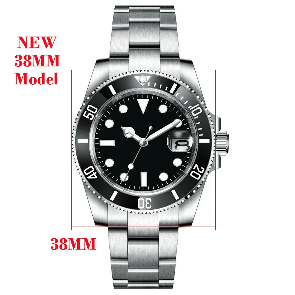 Imagem -02 - Sub Nh35a Relógio para Homens de Luxo 904l Pulseira Estéril Preto Esportes Relógio à Prova Impermeável Água Relógio Masculino Pt5000 Aço Inoxidável 38 mm