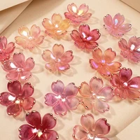50pcs 19mm Cherry Blossom Beads Gradient Acrylic Flower Beads Mini Spacer Hair Accessory for DIY Bracelet Earring Jewelry Making
