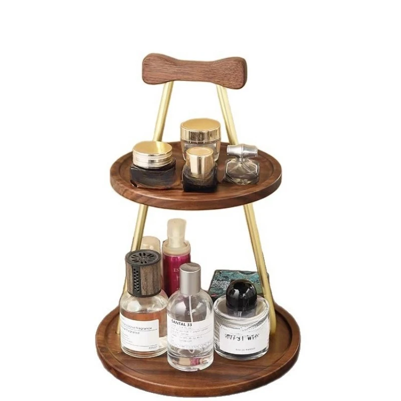 

Premium solid wood tray multi-layer storage dresser skin care product rack