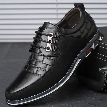 Große Größe Marke Männer Casual Schuhe Mode Klassische Casual Männer Leder Schuhe Schwarz Heißer Verkauf Atmungsaktive Business Männer Schuhe Casual