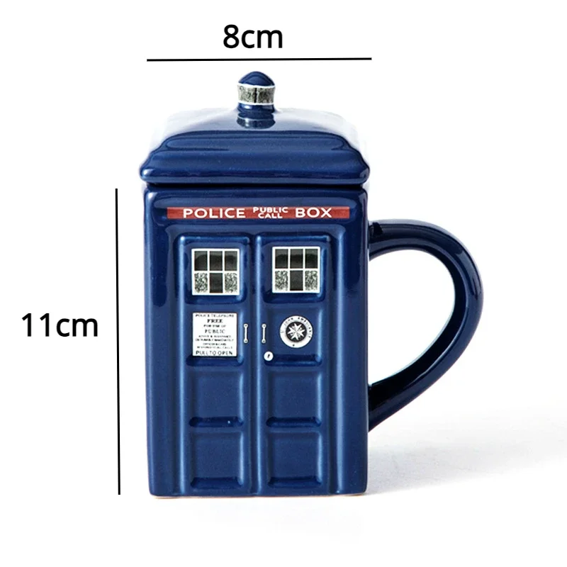 1pc 450ml Creative Police Box Mug Funny Ceramic Coffee Tea Cup with Gift Box Milk Drink Breakfast Cup Birthday Gift Mug with Lid