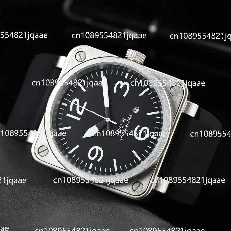 2024 Original Brand Men Automatic Mechanical Watch Bell Black Ross Rubber 46mm Large Dial Men for Watches