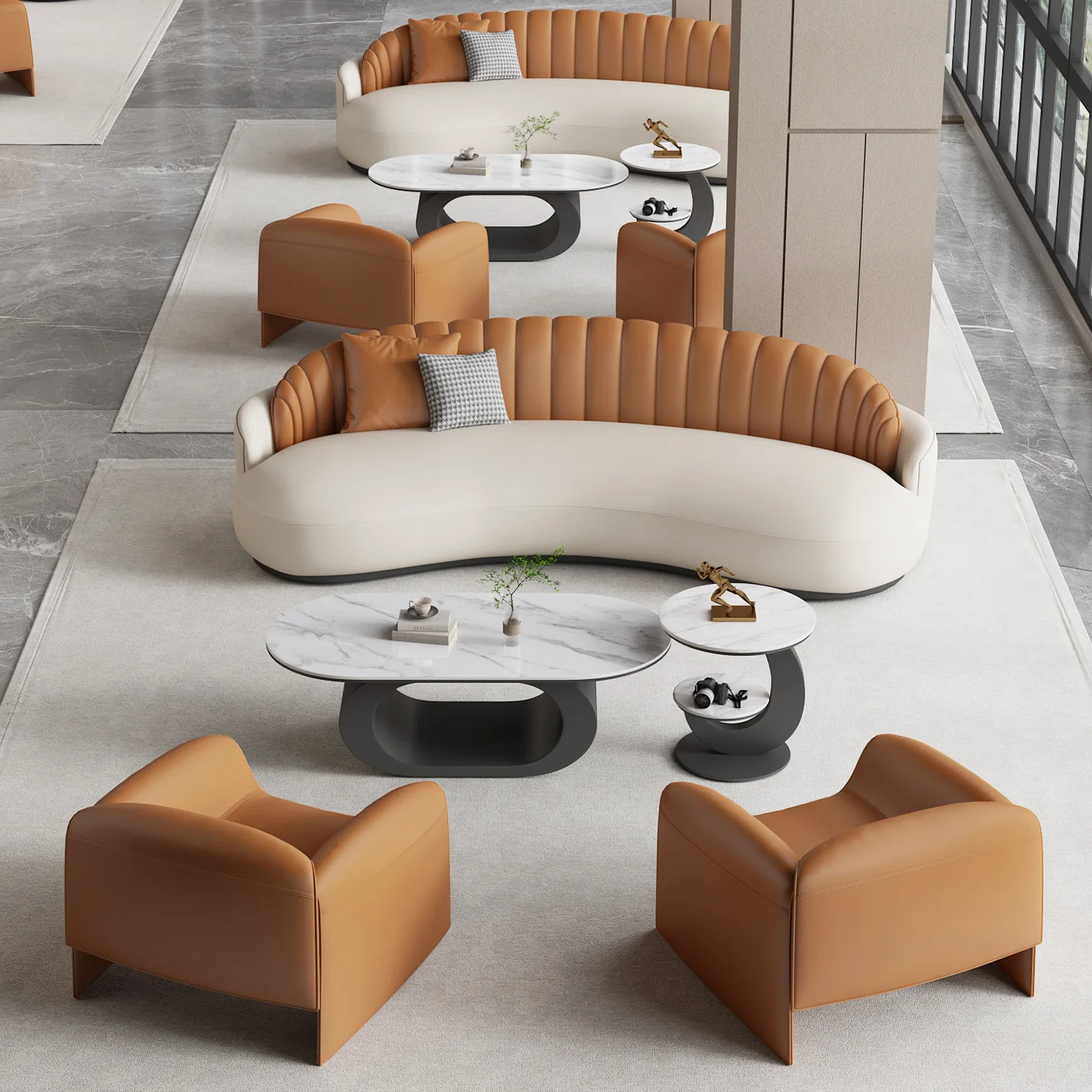 Light luxury modern simple office meeting sofa business reception negotiation table and chair combination