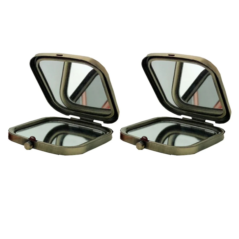 2 Stück quadratischer Make-up-Spiegel, klar, hochauflösend, faltbar, tragbar, kleiner Spiegel für Frauen und Mädchen, Geldbörse, Tasche, kompakt, doppelseitig