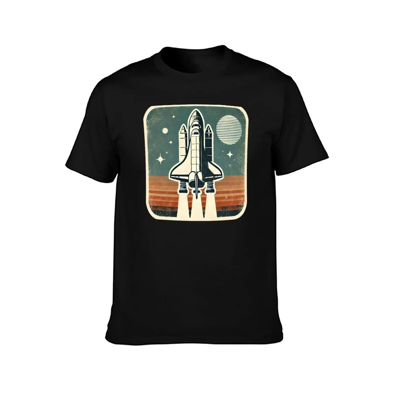 Vintage Space Shuttle Launch – Retro Cosmic Adventure T-Shirt Stain Resistant Casual Tee T-Shirt