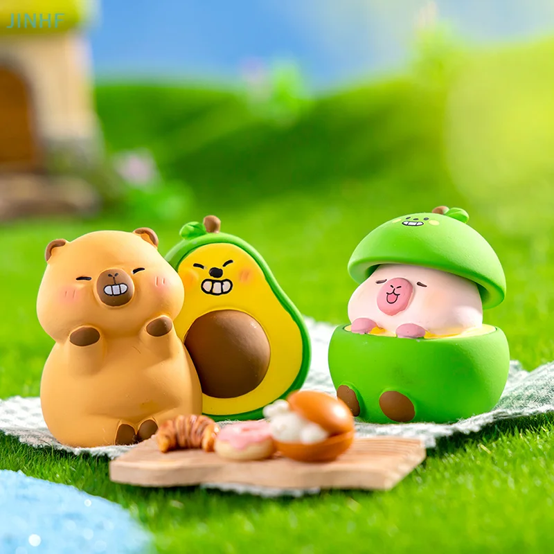 1Pcs Cartoon Capybara Miniature Figurines Creative Fashion Mini Animals Figurine Kawaii DIY Home Decoration Accessories Gifts