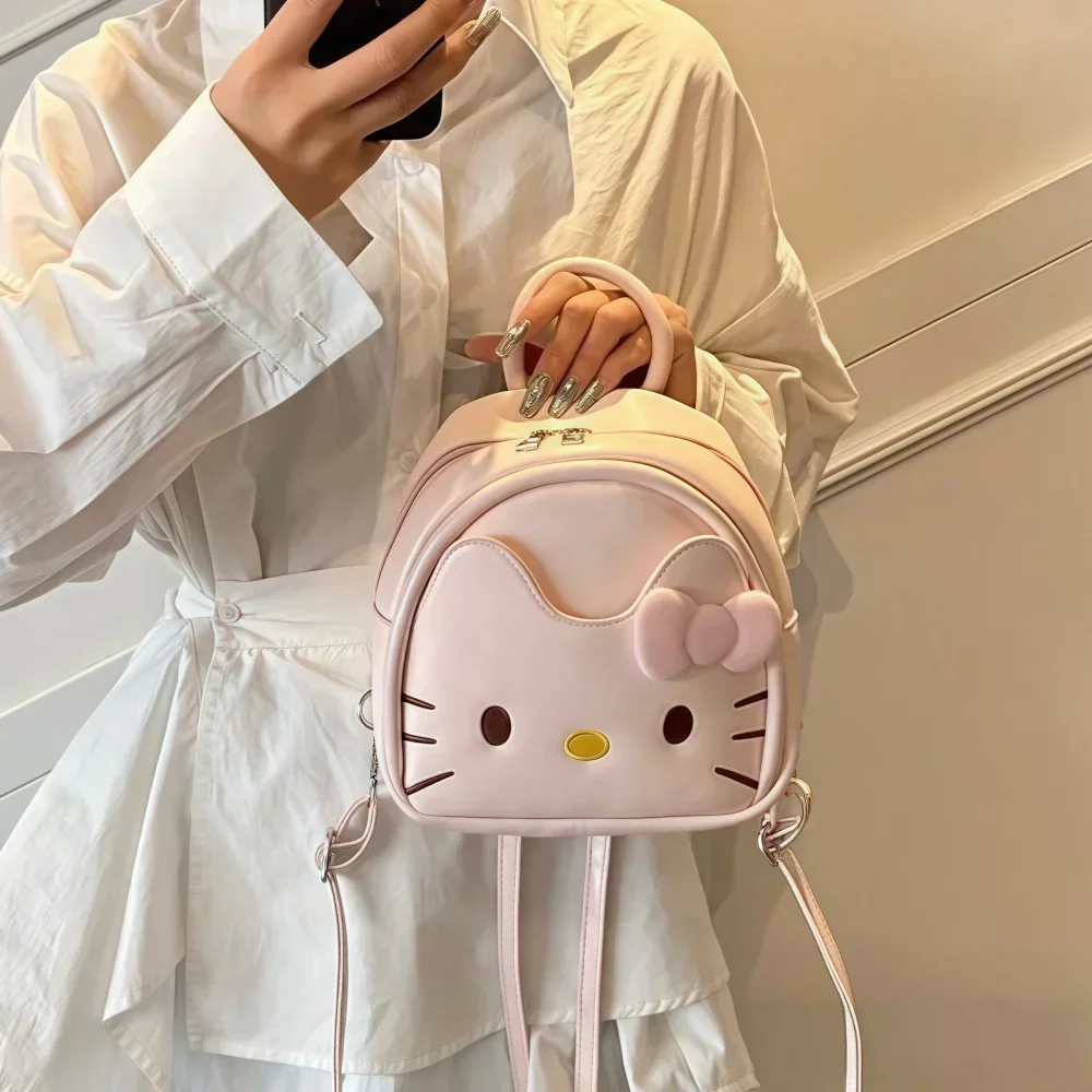 

Очаровательный милый рюкзак из искусственной кожи Hello Kitty, летний модный легкий дорожный рюкзак, универсальная школьная сумка для женщин и девочек, лучшая