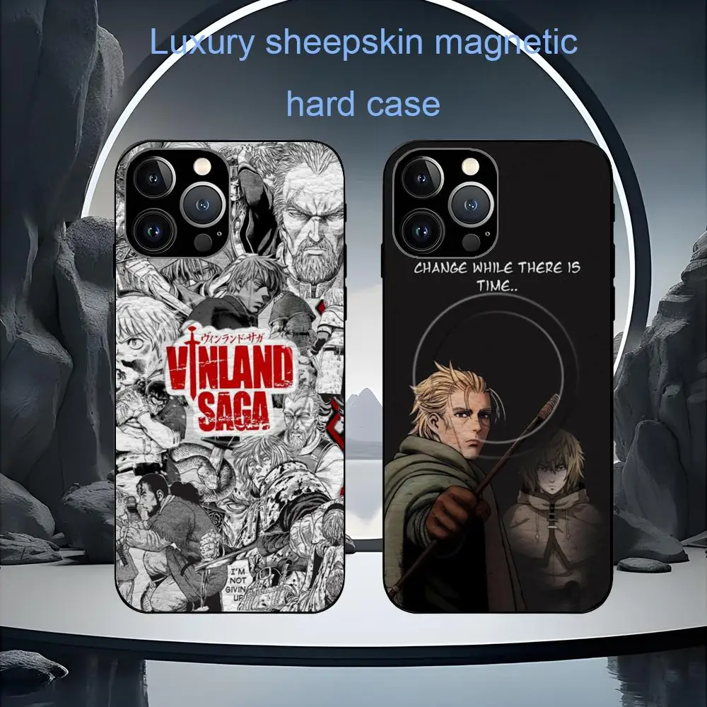 Anime V-Vinland Saga Cool Phone Case For iPhone 17 16 15 14 13 12 11 Plus Pro Max  High-end Luxury Magsafe Sheepskin