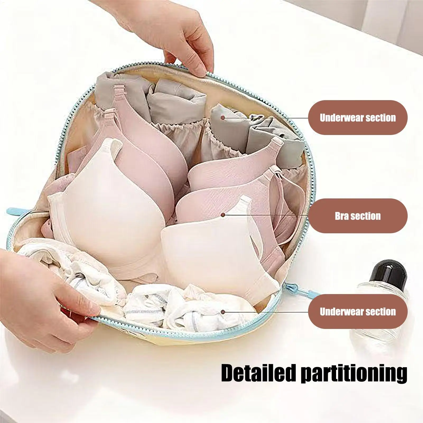 Underwear Storage Bag Bra Lingerie Travel Pouch Portable Closet Drawer Organizer Breathable Fabric for Suitcase Dorm Apartment view 2