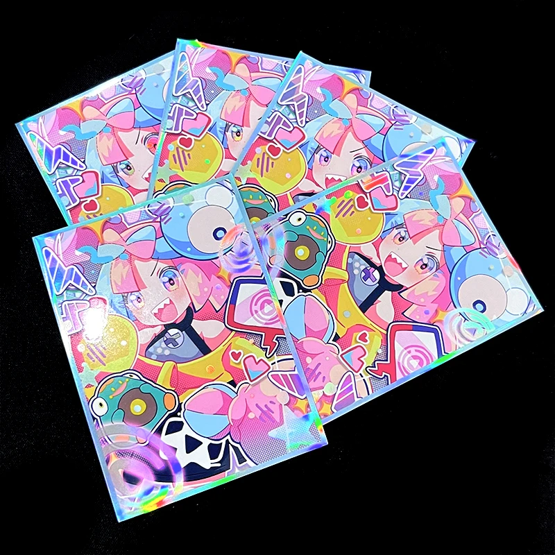 60PCS Pokemon Lono Card Sleeves Laser Shine Pink Cute Anime Girl PTCG  Trading Cards Protective Case - AliExpress 26