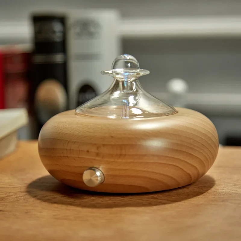 Máquina de aromaterapia de madera maciza, difusor de atomización tipo platillo volador creativo, sala de estar en casa, hotel, humidificador sin agua