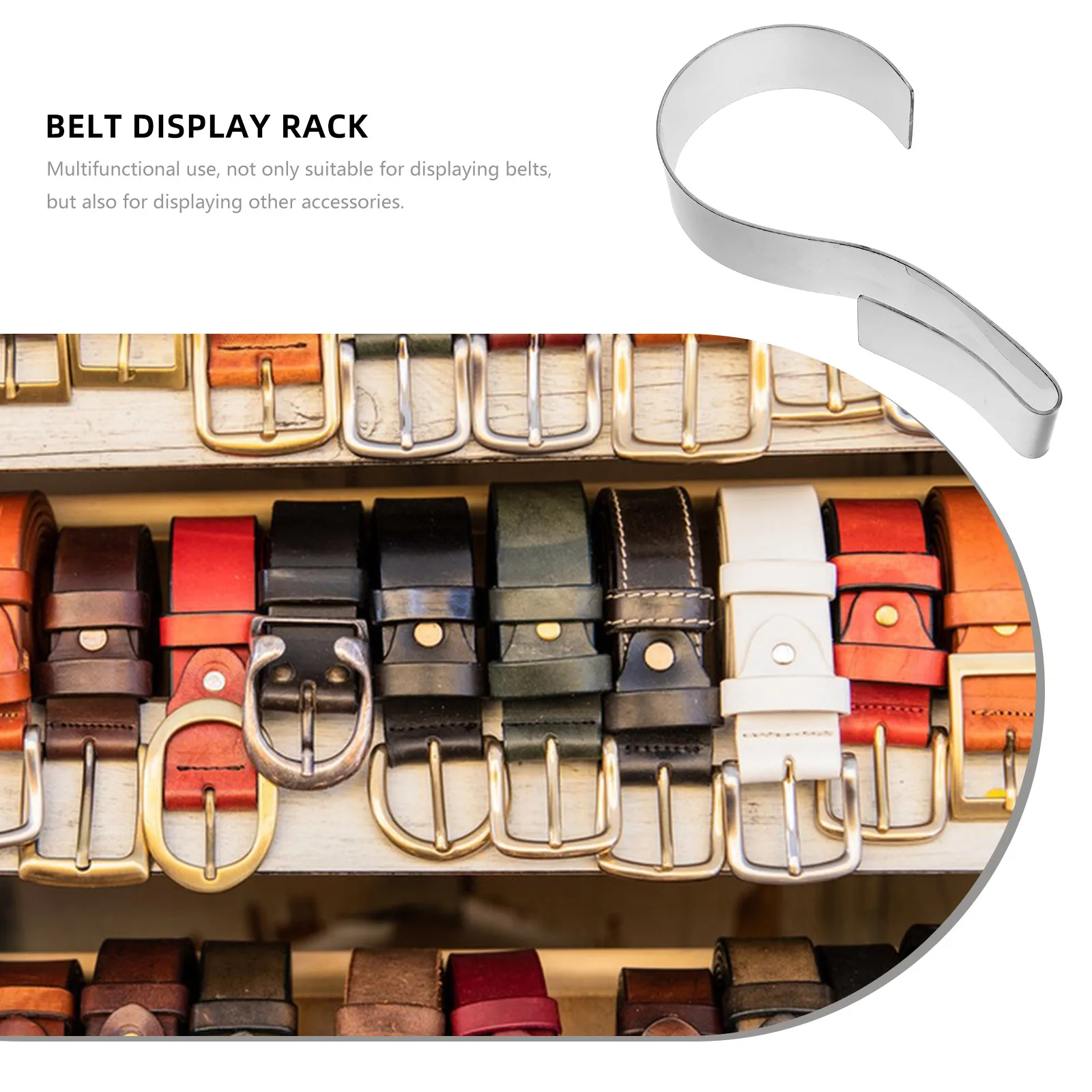 

Metal Belt Stand Stainless Steel Organizer Rack for Men Silver Belt Display Holder Jewelry Packaging Tool