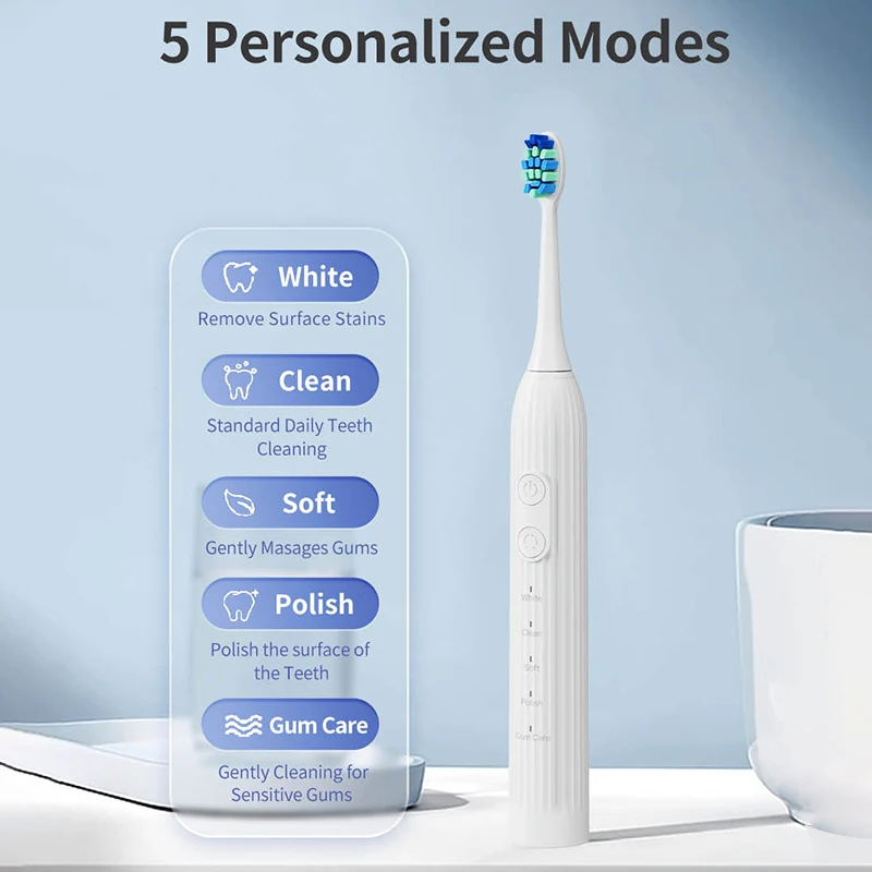 

T14 Sonic Electric Toothbrush 5 Modes Type-C Rechargeable Electric Toothbrush Waterproof Brushes Adult Oral Health Gum Care