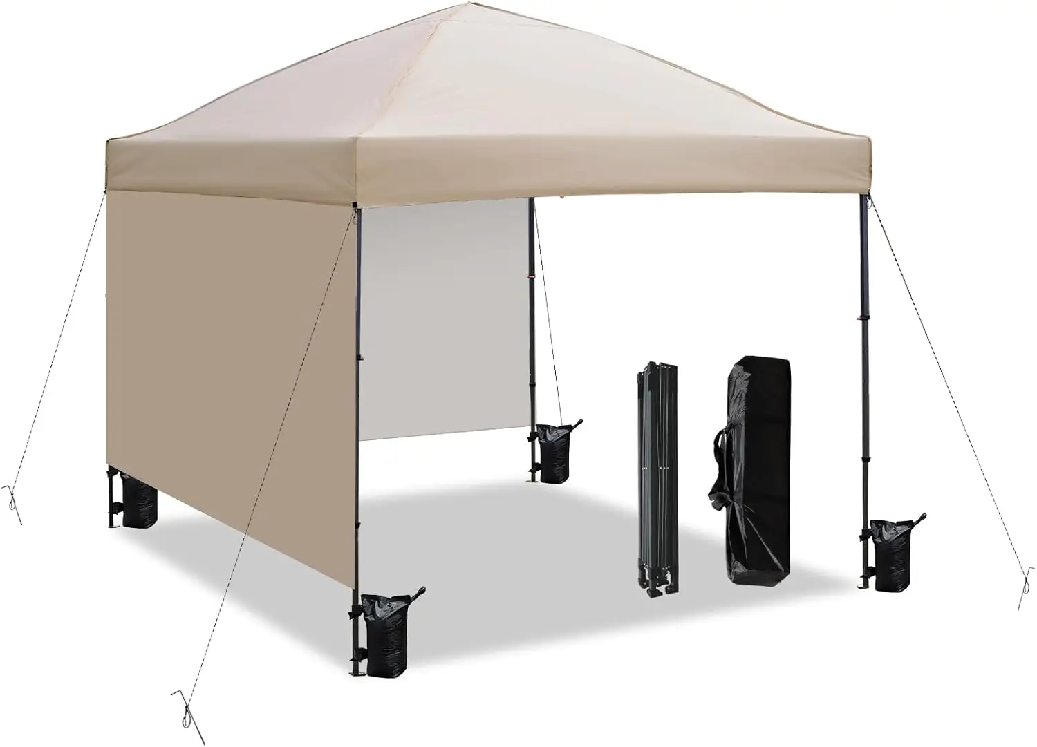 

10x10 Pop Up Canopy Tent with 2 Sidewalls, Easy Up Canopy Outdoor Party Sun Shade Tent Portable Gazebo for Beach Camping Even