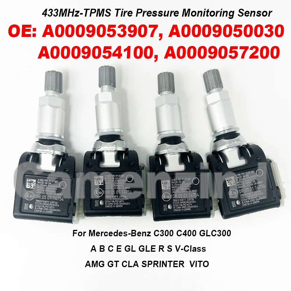 

4 шт. TPMS датчик давления в шинах A0009053907 A0009057200 A0009054100 433 МГц для Benz C190 W205 C205 N293 X253 C253 C217 R172 C300
