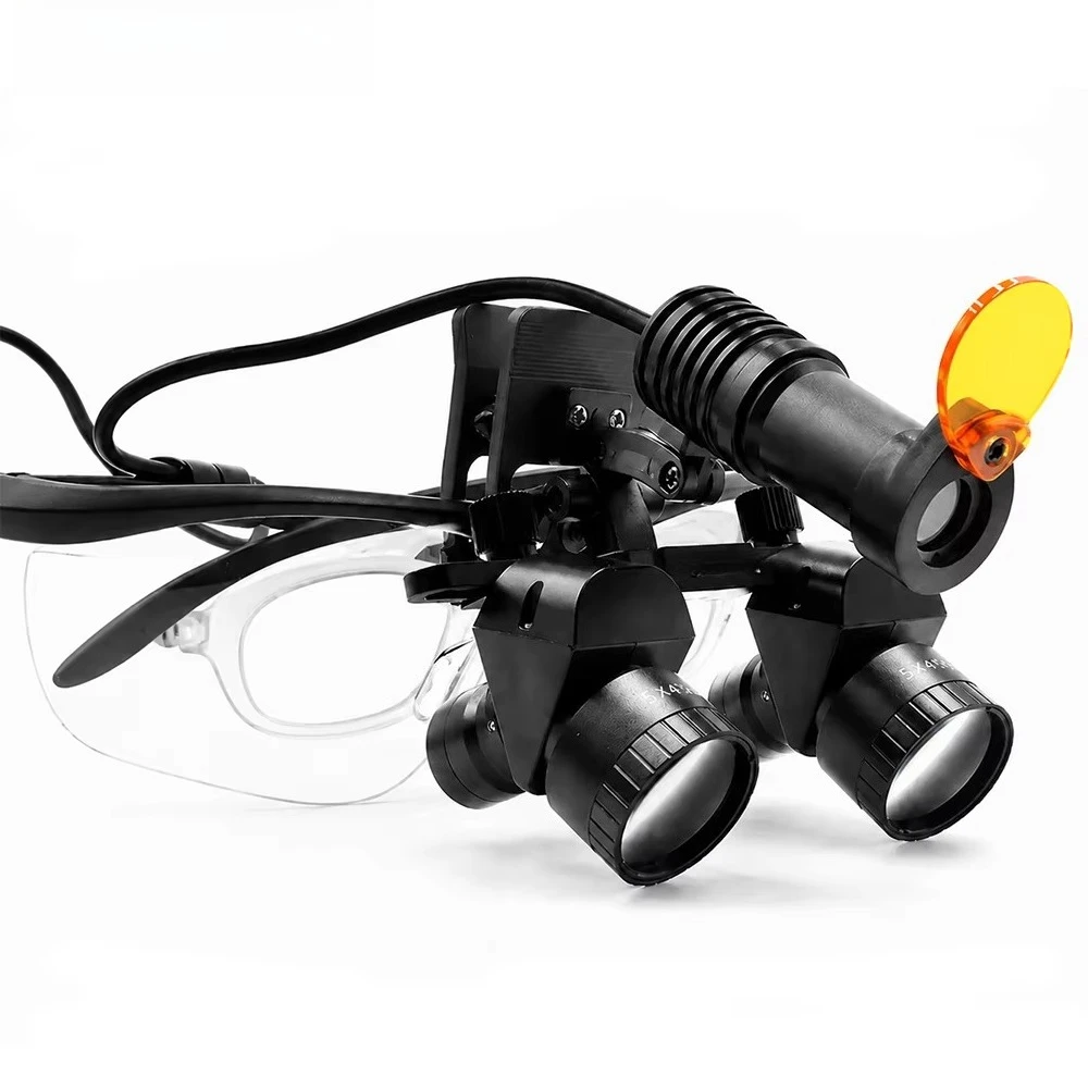 48 5X Dental Loupes Electric 5W LED Binocular Magnifying Glasses Adjustable Working Distance 400-600mm High Definition