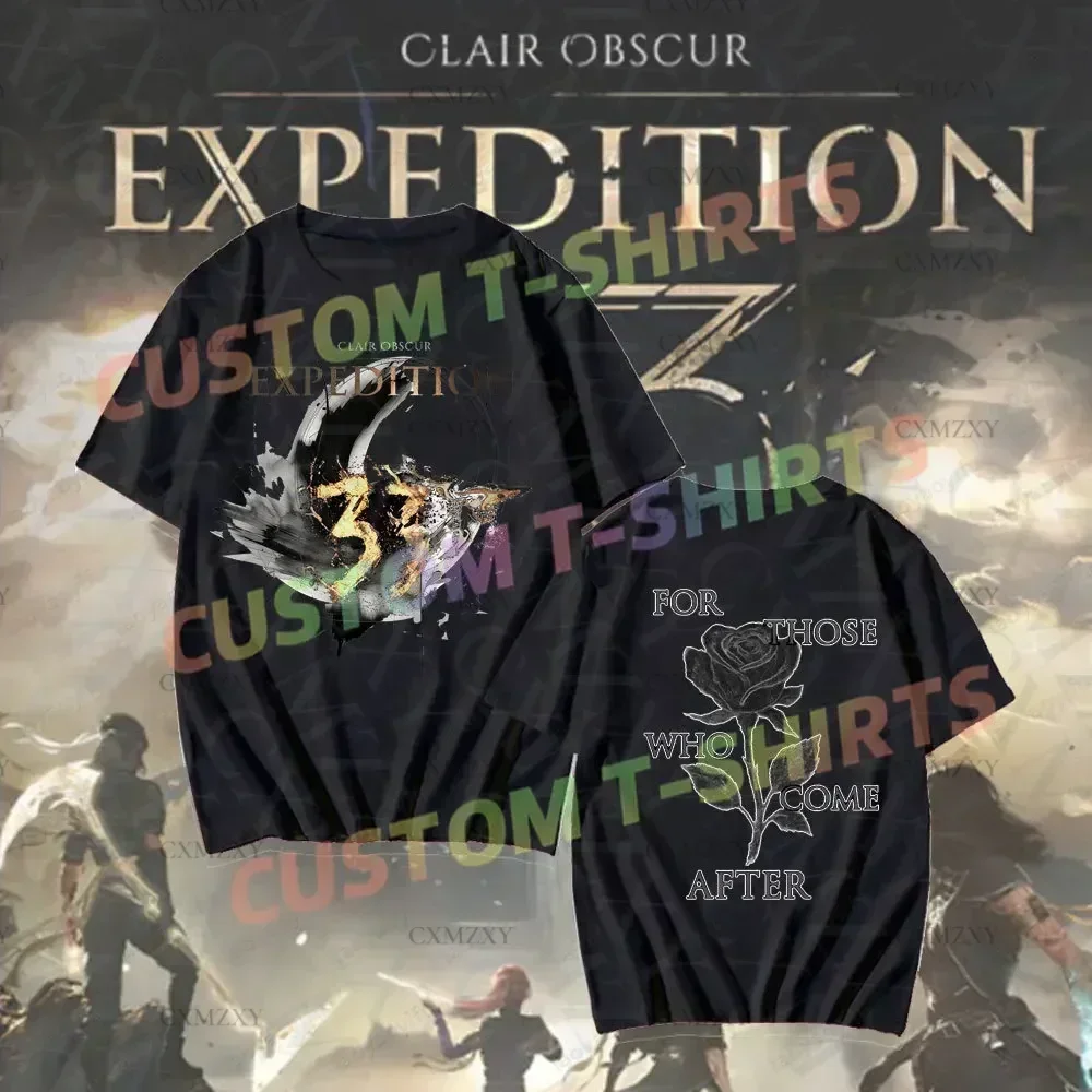 Clair Obscure Expedition 33 Theme Series Double Sided Printing Tshirt Adventure Fantasy Game Enthusiast Men Women Casual Tee Top