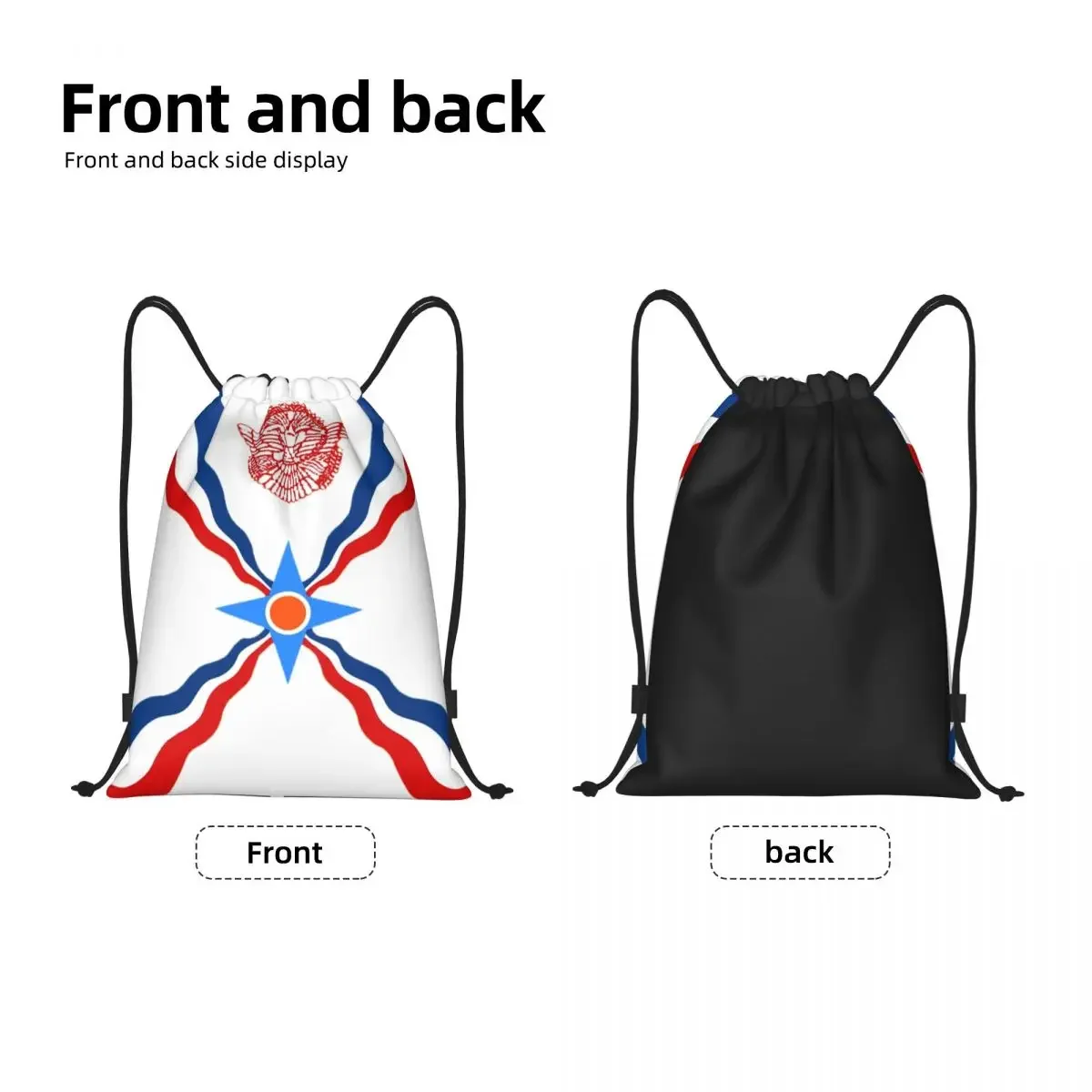 Custom Assyrian Suryoyo Flag Drawstring Backpack Women Men Sport Gym Sackpack Foldable Syriac Aram Shopping Bag Sack