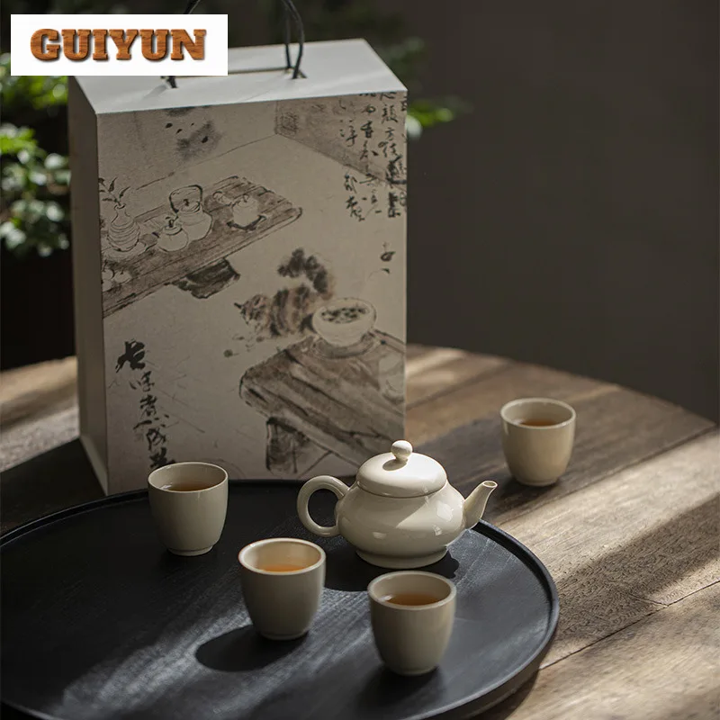 2pc/set Retro Earth Colored Ceramic Tea Cup Thin Body Gray Single Master Cups small Meditation Cup Japanese Kung Fu Tea Set