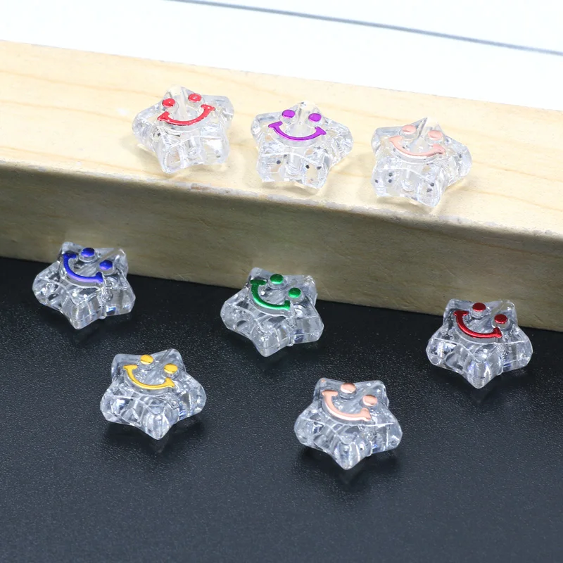 50/100 قطعة الخرز الاكريليك الشفاف مع الملونة ابتسامة نمط سحر ستار الخرز لصنع المجوهرات DIY بها بنفسك مجوهرات الخرزة اكسسوارات #3