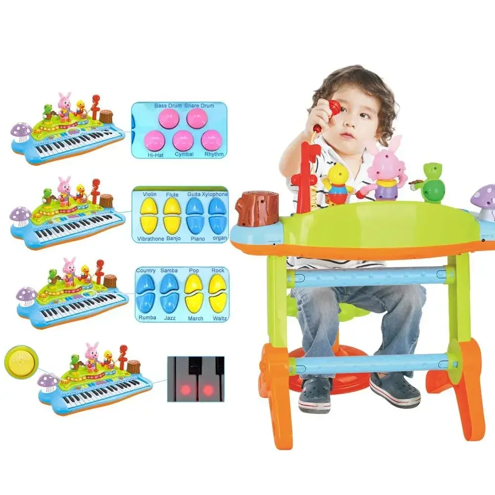 Musical Kids Electronic Keyboard - 37 Keys Piano with Microphone, Stool, and Musical Toy Instrument