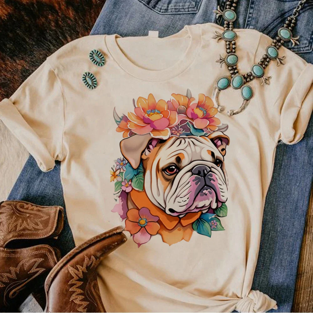 Bulldog Tee women manga top female harajuku clothes