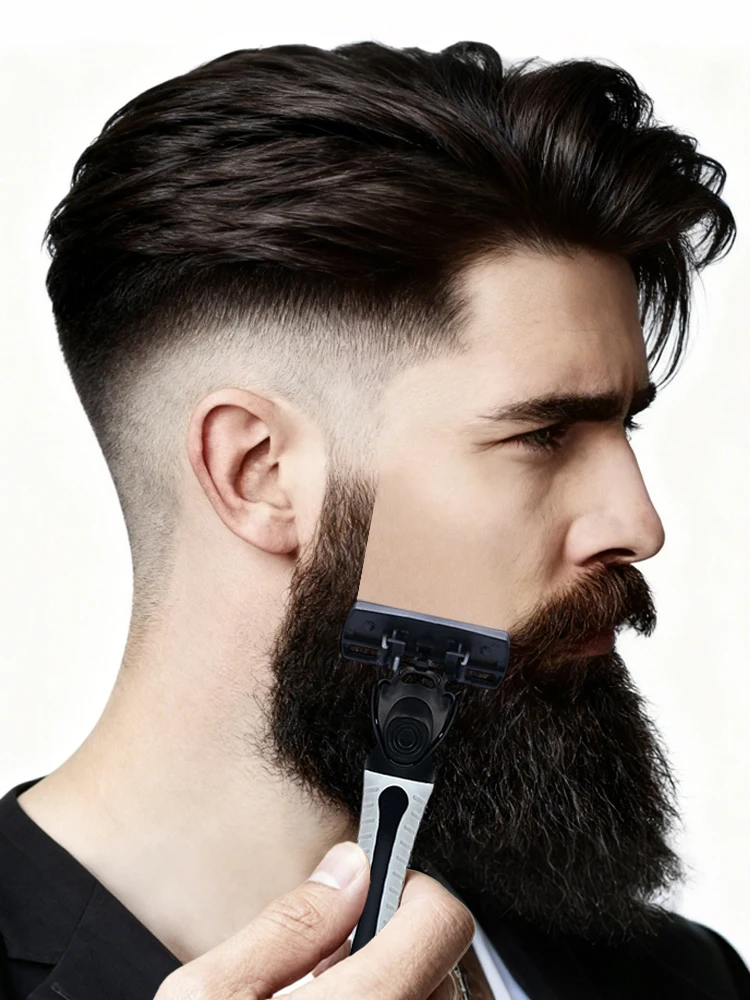 6 Blade Manual Razor for Men, Portable Travel Shaver for Face Beard & Body Hair Removal, Disposable Razors with Non-slip Grip