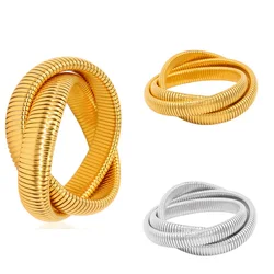 316L Stainless Steel Three Laps Elastic Bracelet for Women High Quality Not Fade