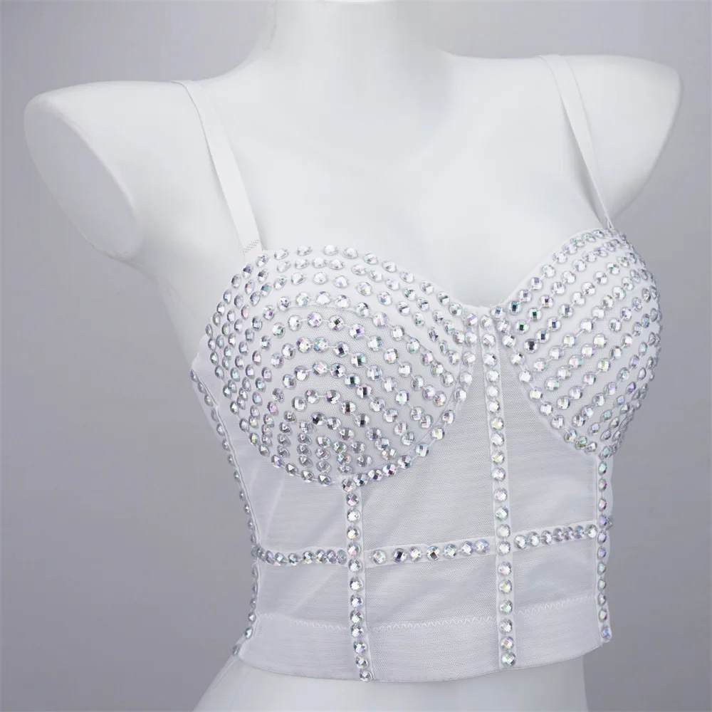 Camisole à strass perlés pour femmes, nouvelle collection 2023, Sexy, dos nu, haut court, Bustier, soutien-gorge tubulaire, Y3375