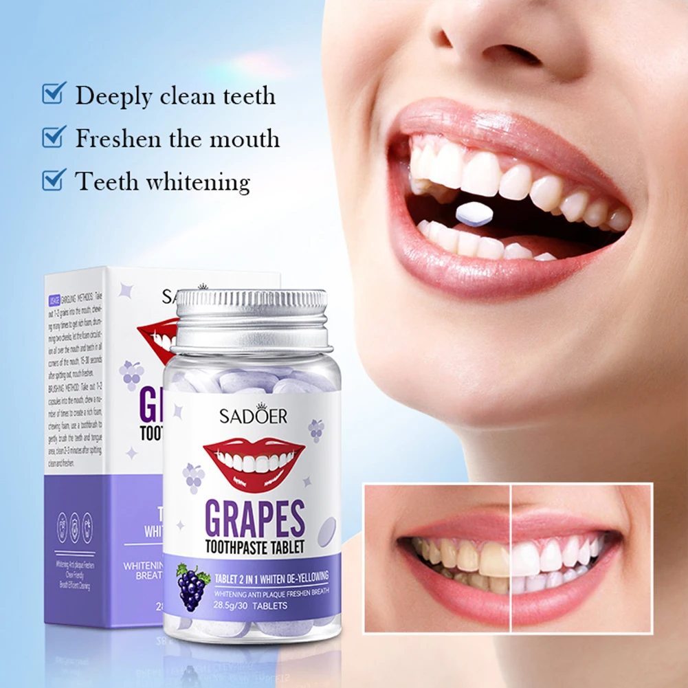 5 Bottles Solid Toothpaste Tablets Mint Flavor Dental Breath Refresh Oral Care Mouth Wash Teeth Clean Whitening Chewing Tablet