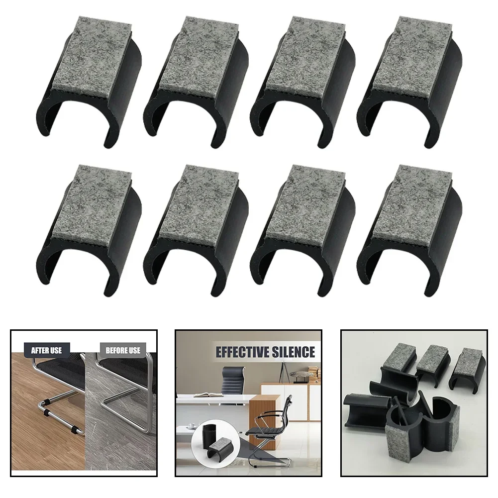 8Pcs Chair Furniture U-shaped Foot Pads Chair Glider For Floor Protection Noise Reducing Wool Felt Opening U-shaped Foot Pad