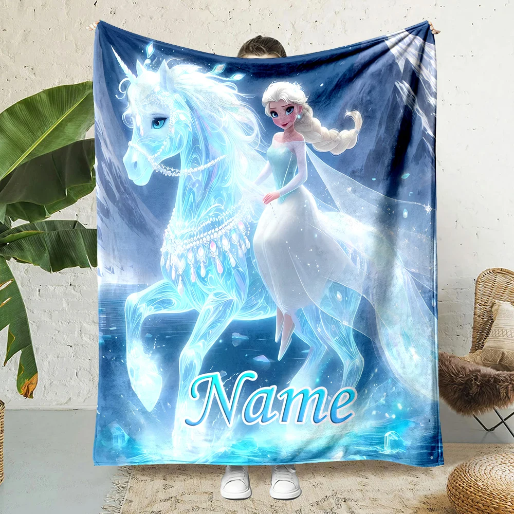 Customized Name Personalized Blanket Disney Cartoon Frozen Princess Elsa Adult Children Warm Blankets and Comfortable Blanket