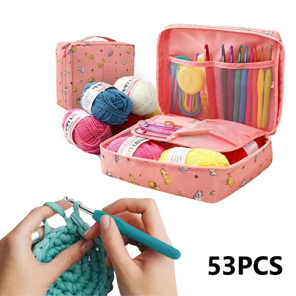 

53 Novice Crochet Kits For Beginners and Multi-color Storage Kits For Portable Hand DIY Knitting Tools