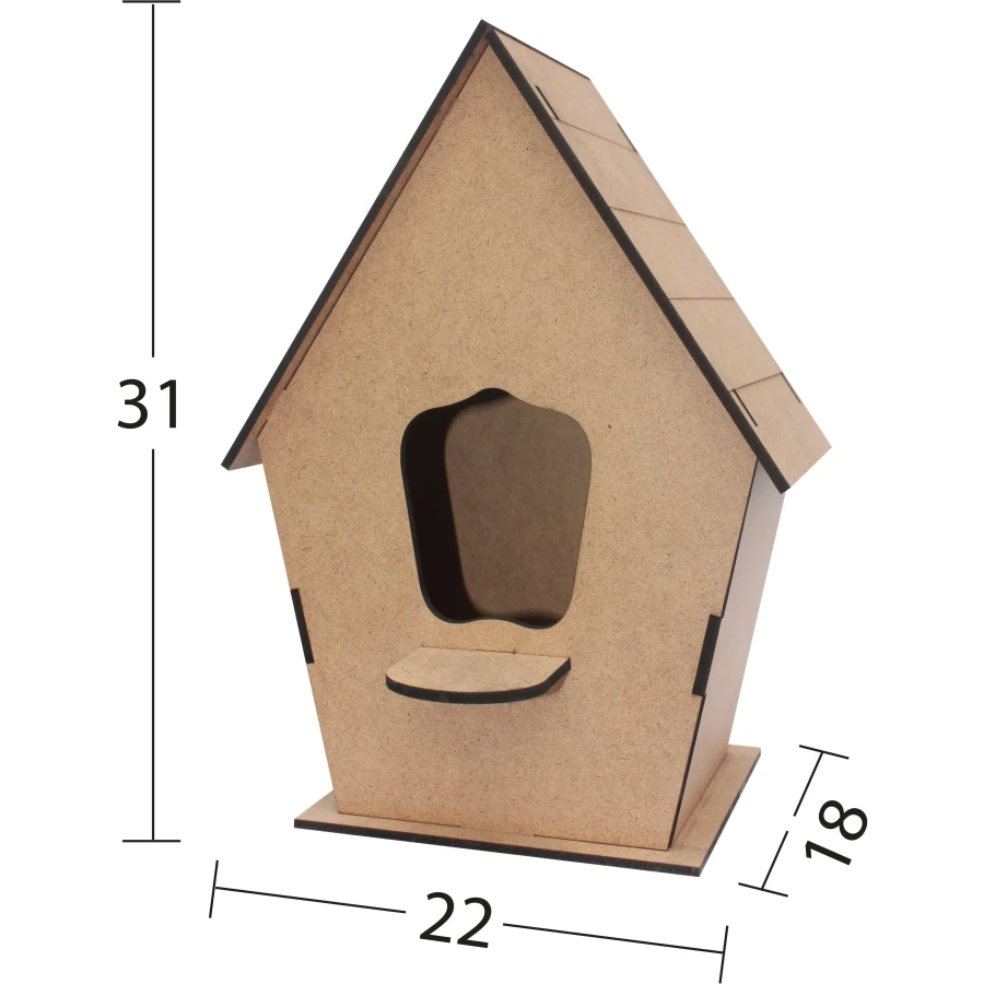 L316 Large Bird House, Disassemble Wood Painting Mdf Bird House