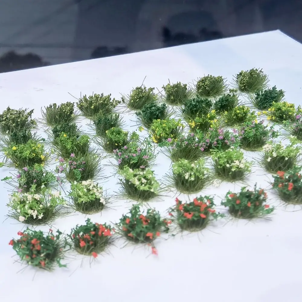 Costruzione fai-da-te in miniatura grappolo di fiori treno ferroviario materiali vegetali in ABS ciuffi di fiori statici modellismo simulazione