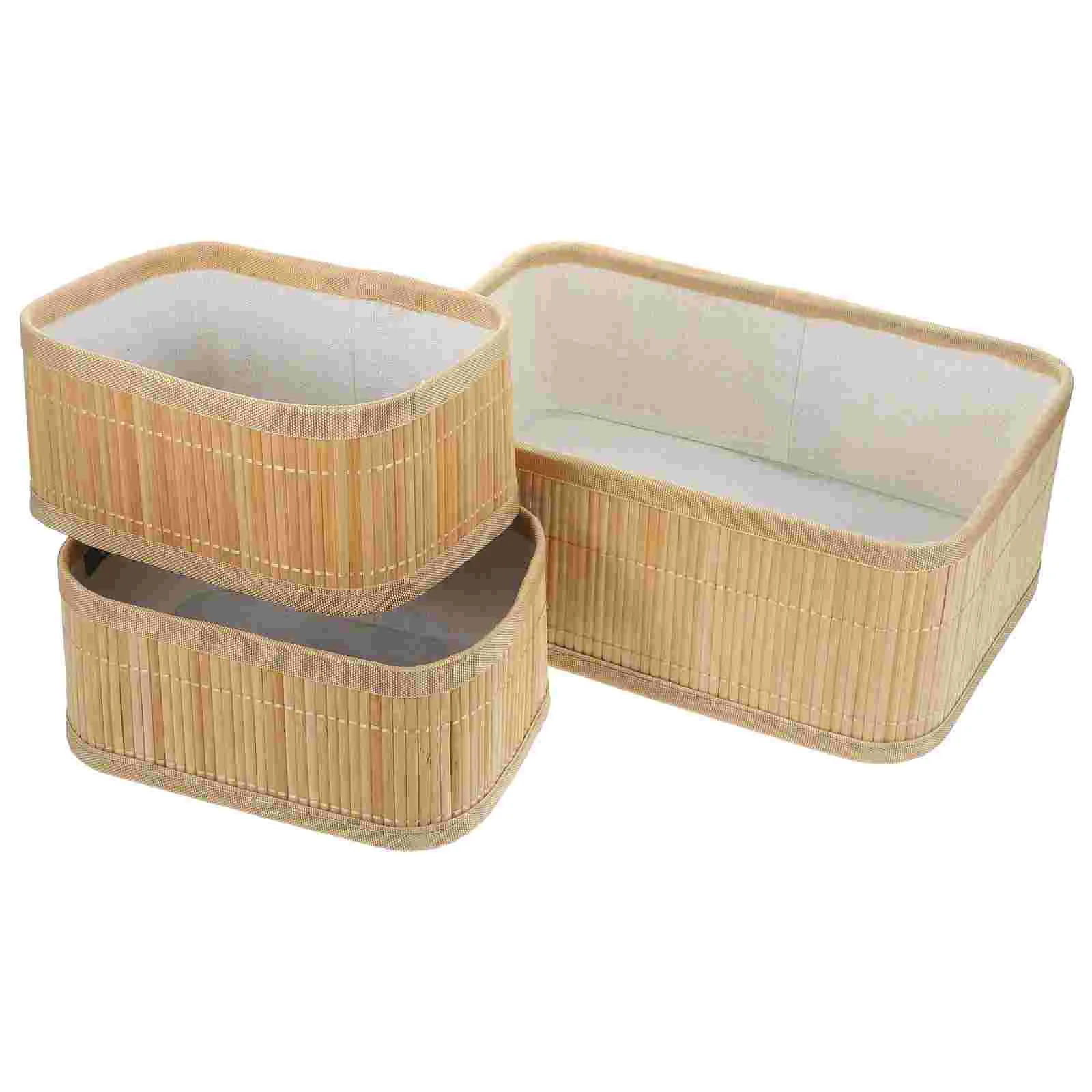 

3 Pcs Finishing Basket Bamboo Storage Toy Baskets Seagrass Rattan Weaving Reusable