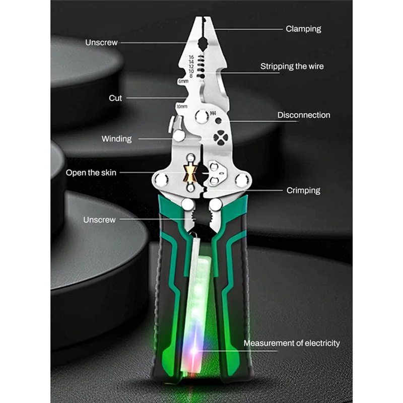 

【Любийны】Ножницы для кабеля Складные инструменты для зачистки проводов Электрик Тестирование напряжения Многофункциональные плоскогубцы для зачистки проводов Быстрые