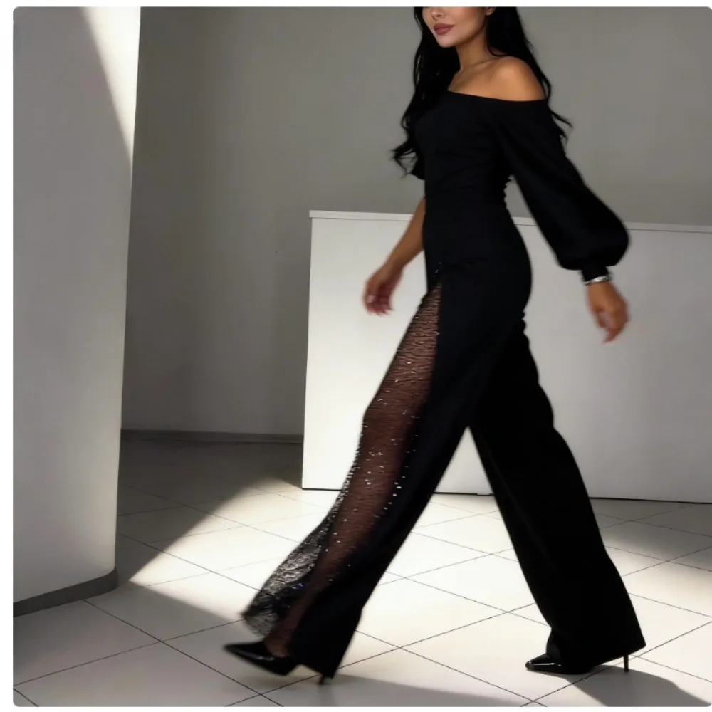 

Trendy Off Shoulder High Slit Womens Jumpsuit Autumn Winter 2026 Collection