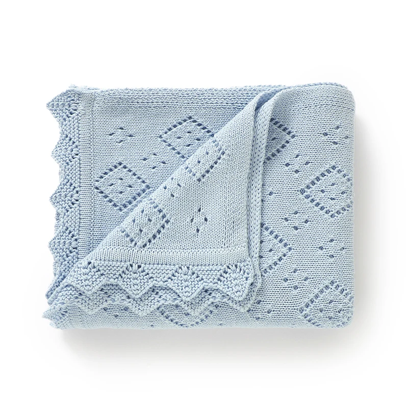 Knitted Baby Blankets Newborn Cotton Swaddle Wrap Blanket for Stroller 100*80cm Breathable Infants Sleep Nap Crib Bedding Quilts
