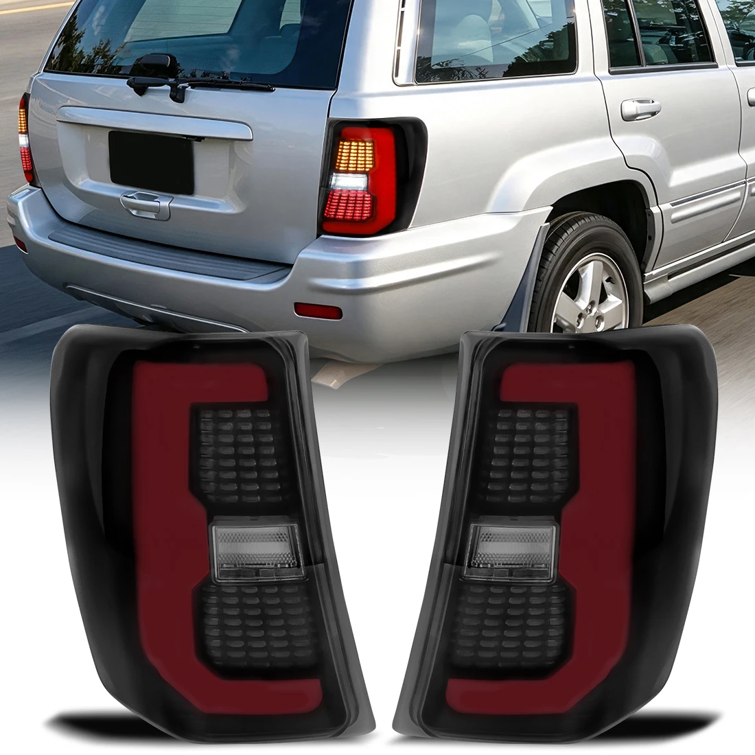 LED Taillights For Jeep Grand Cherokee MK2 WJ 1999 2000 2001 2002 2003 2004 Rear Brake Lamp Turn Signal Light Taillamp 12V
